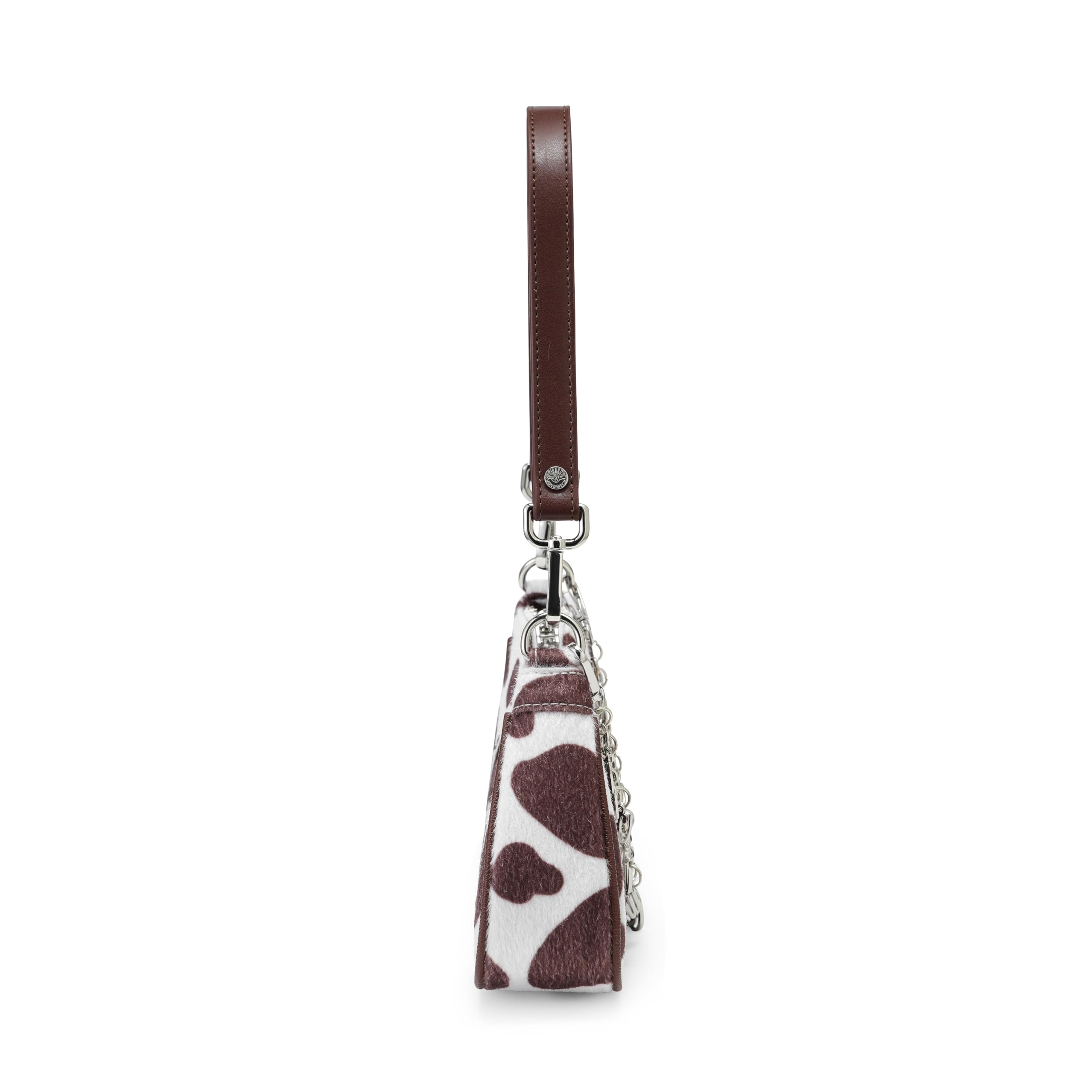 Von Dutch Purse Shoulder Bag, Women's Shoulder Handbags Logo Print and Gold or Silver Chain with Wrench Charm