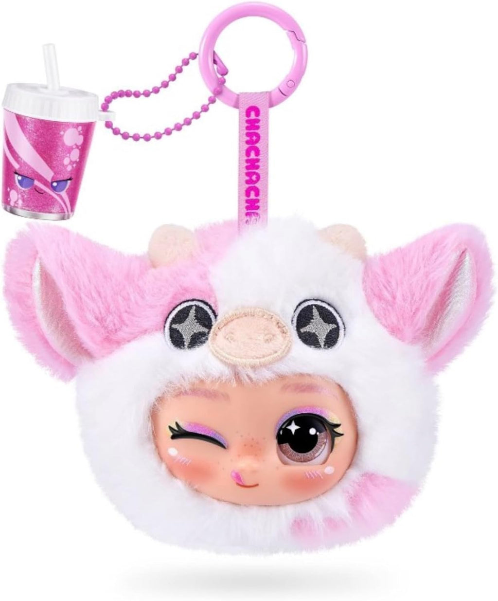 ZURU Cha Cha Cha Lipgloss Charms Blind Box, Plush Keychain with Lip Gloss, 8 Characters to Collect, Ages 3+