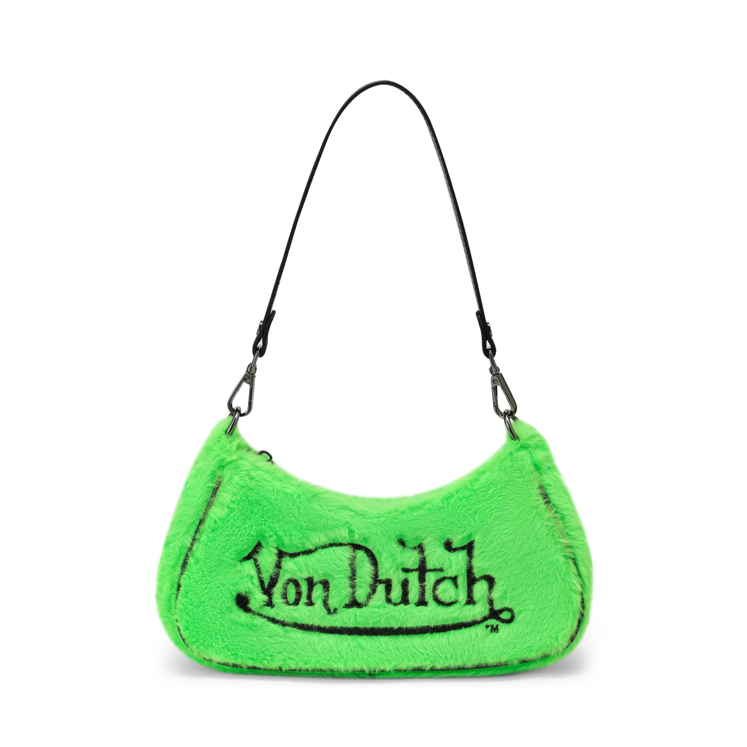 Von Dutch Purse Shoulder Bag, Women's Shoulder Handbags Logo Print and Gold or Silver Chain with Wrench Charm