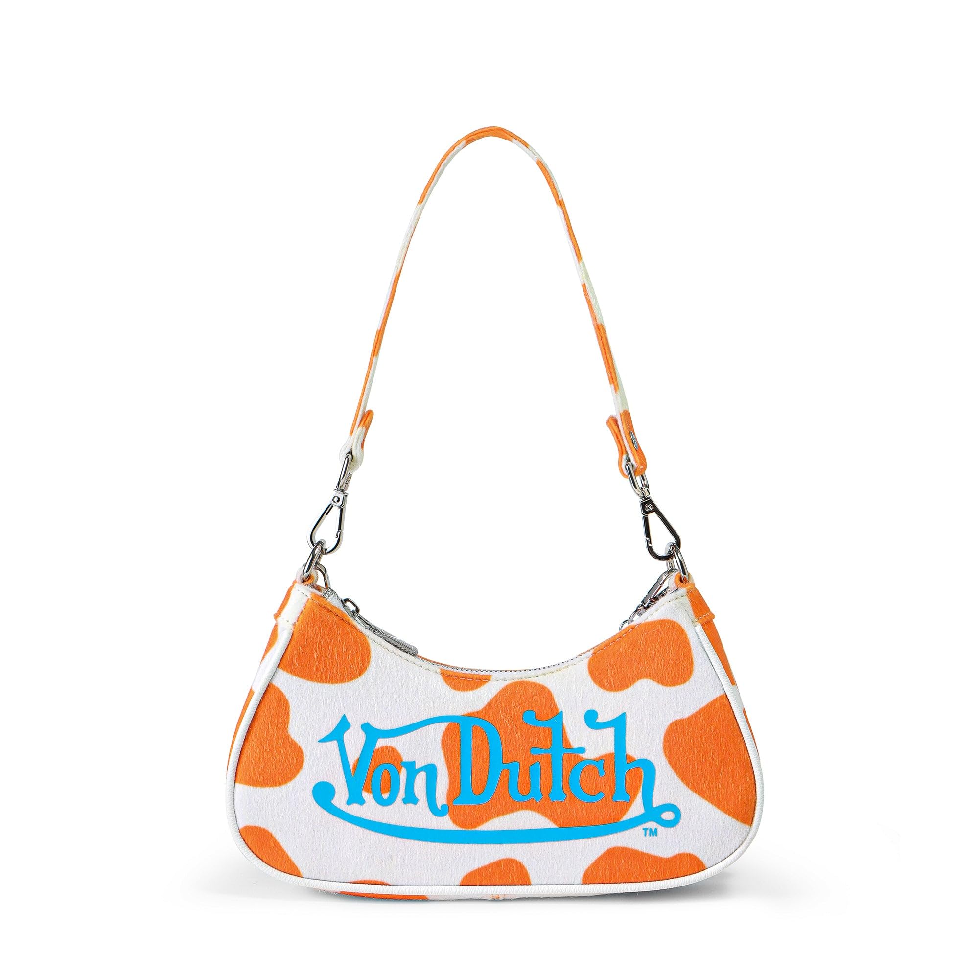 Von Dutch Purse Shoulder Bag, Women's Shoulder Handbags Logo Print and Gold or Silver Chain with Wrench Charm