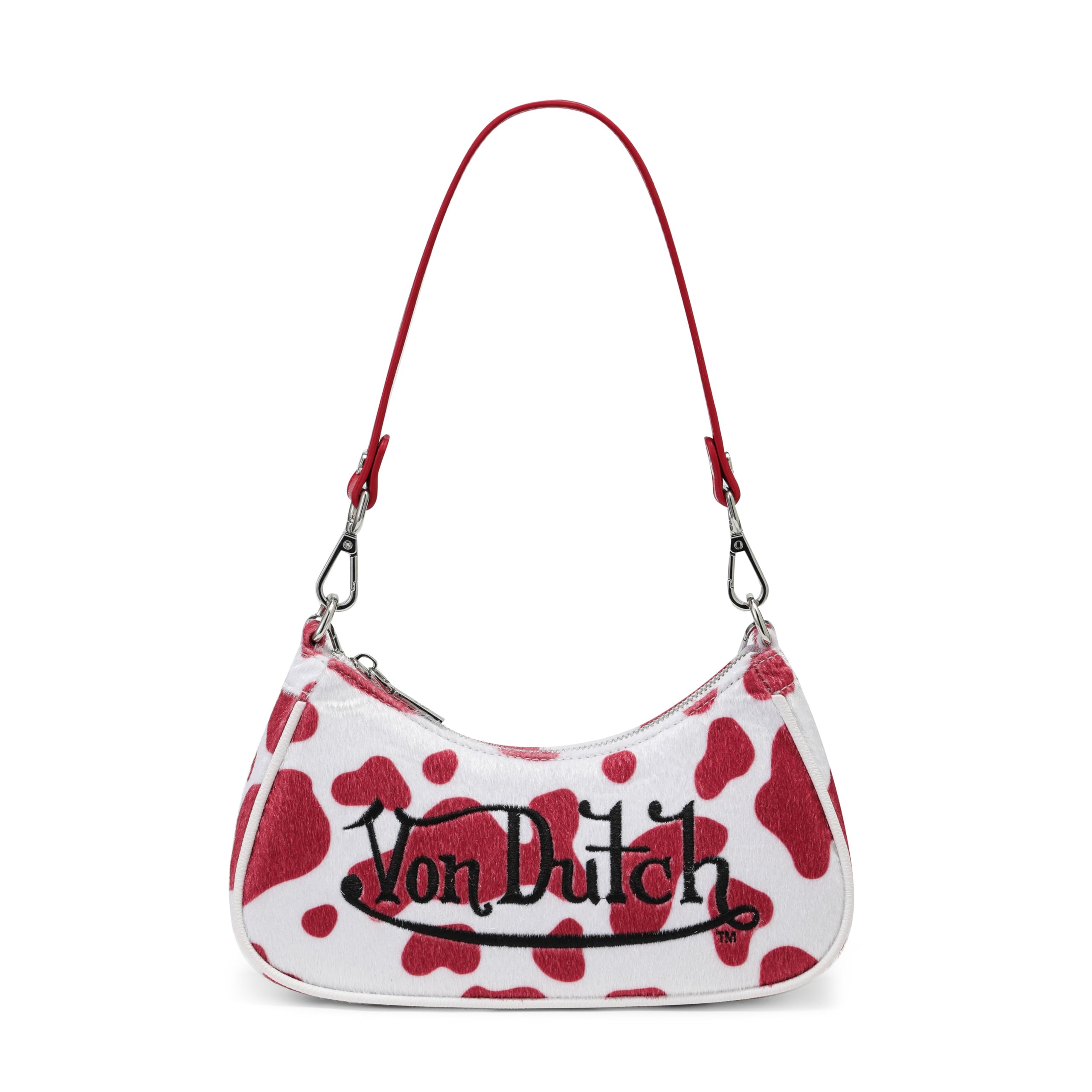 Von Dutch Purse Shoulder Bag, Women's Shoulder Handbags Logo Print and Gold or Silver Chain with Wrench Charm