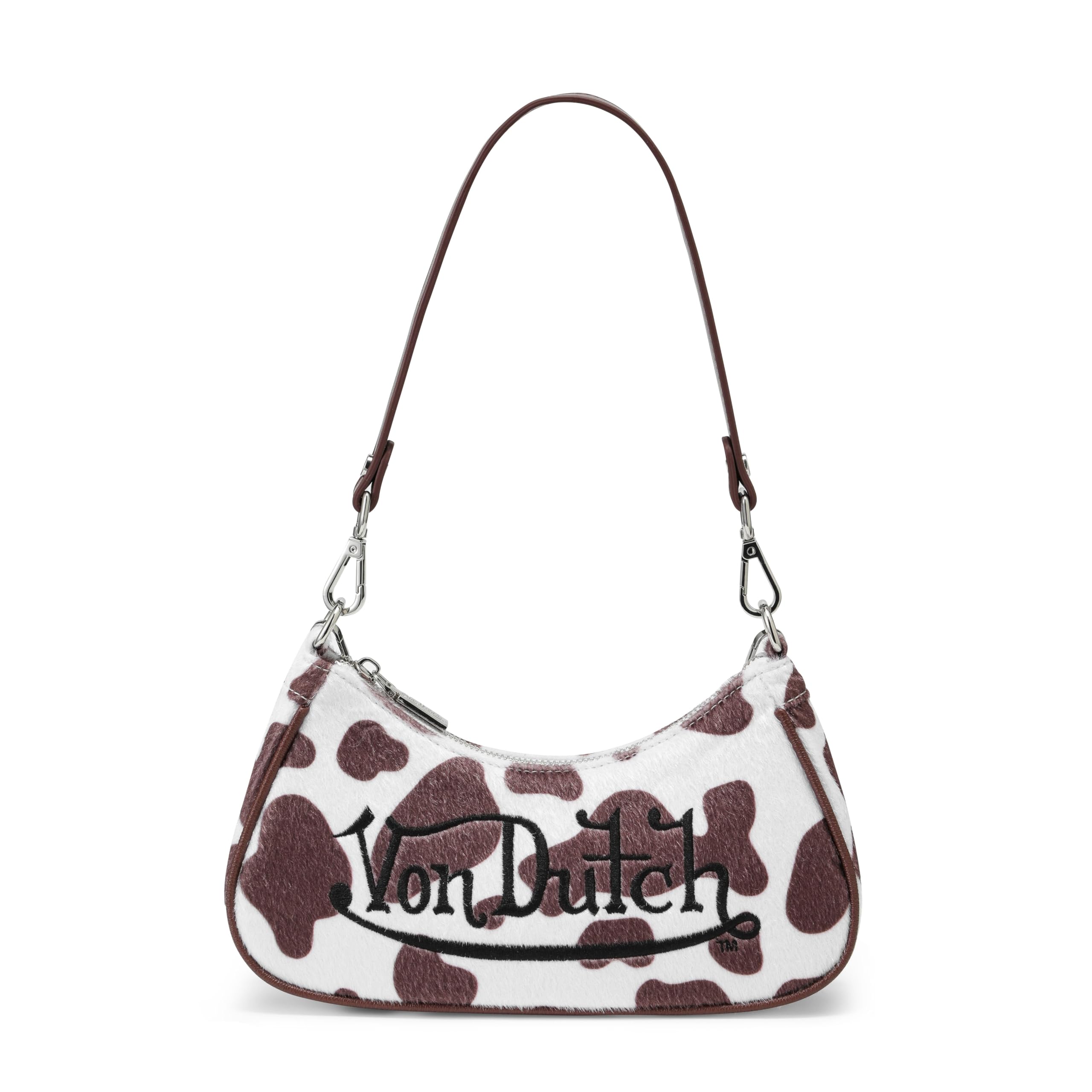 Von Dutch Purse Shoulder Bag, Women's Shoulder Handbags Logo Print and Gold or Silver Chain with Wrench Charm