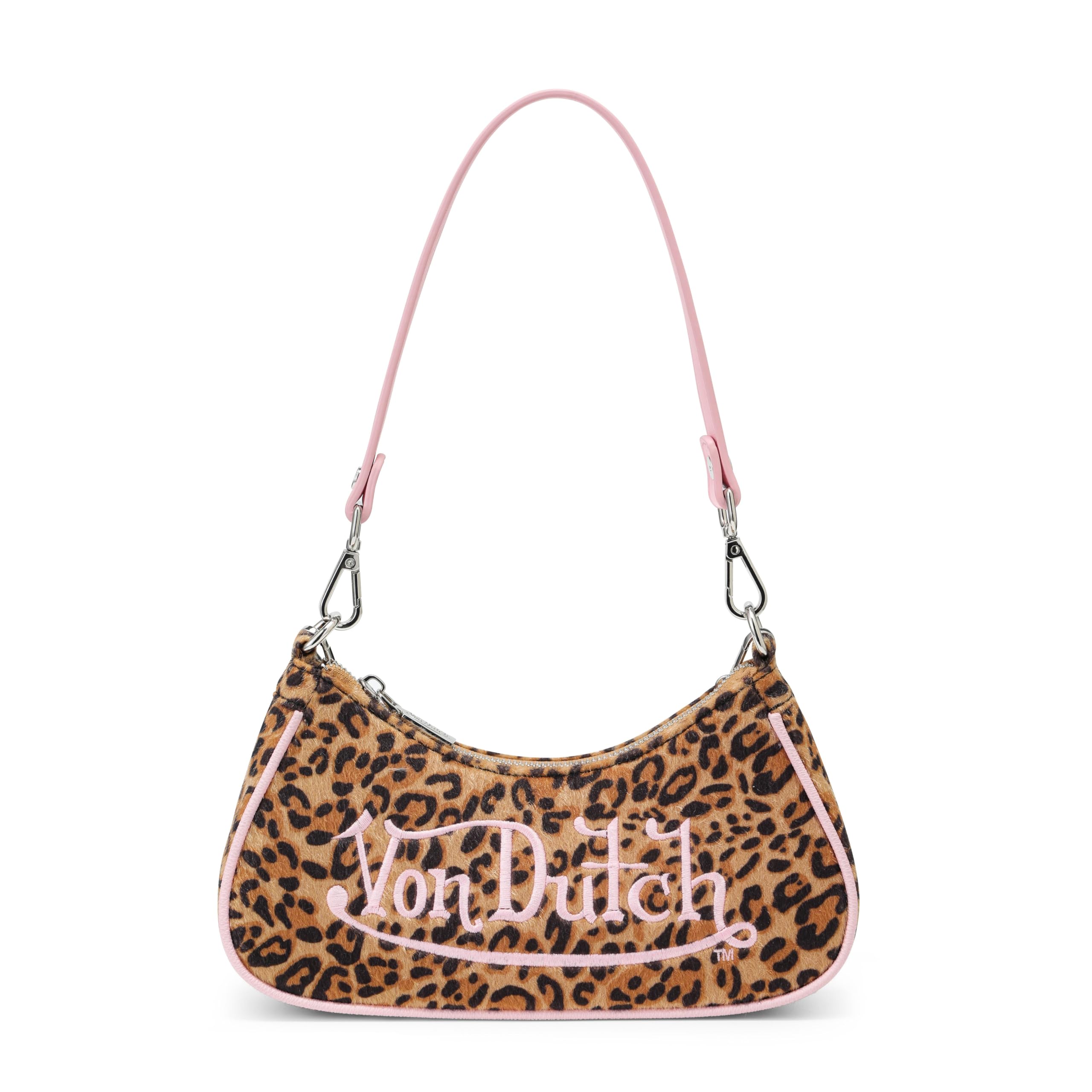 Von Dutch Purse Shoulder Bag, Women's Shoulder Handbags Logo Print and Gold or Silver Chain with Wrench Charm
