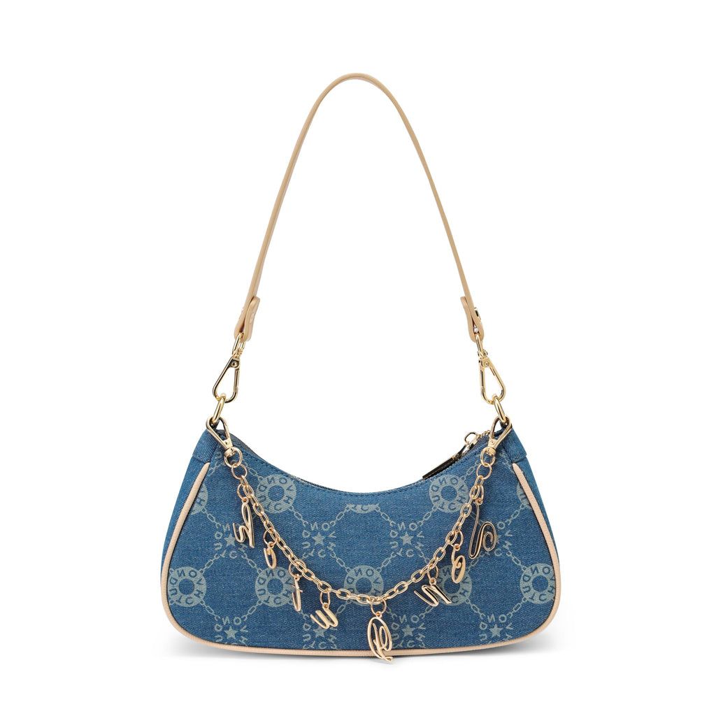 Von Dutch Purse Shoulder Bag, Women's Shoulder Handbags Logo Print and Gold or Silver Chain with Wrench Charm