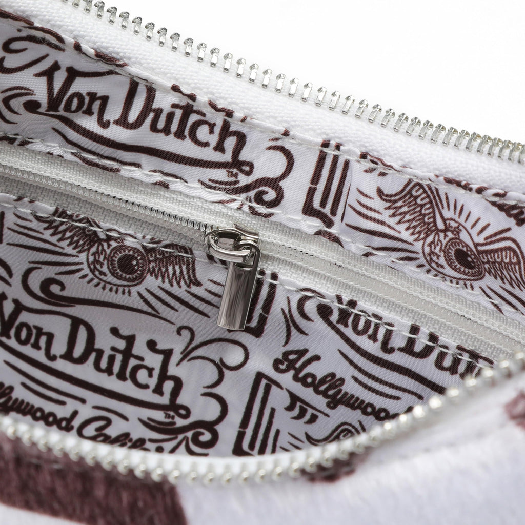 Von Dutch Purse Shoulder Bag, Women's Shoulder Handbags Logo Print and Gold or Silver Chain with Wrench Charm