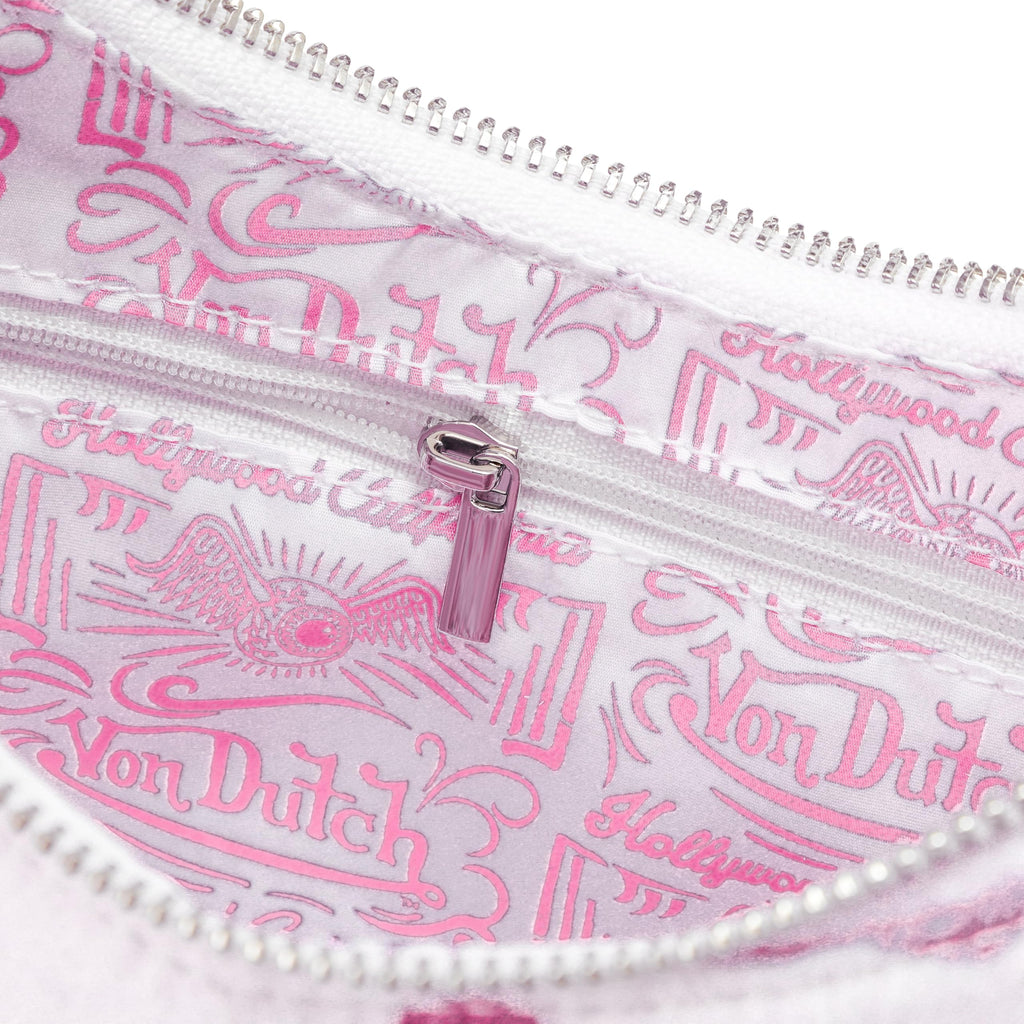 Von Dutch Purse Shoulder Bag, Women's Shoulder Handbags Logo Print and Gold or Silver Chain with Wrench Charm