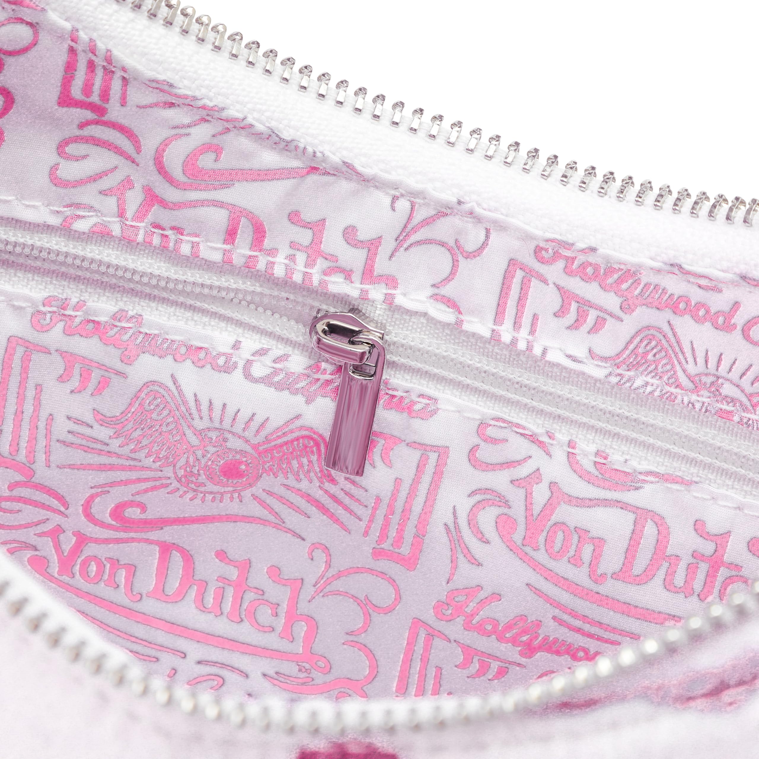 Von Dutch Purse Shoulder Bag, Women's Shoulder Handbags Logo Print and Gold or Silver Chain with Wrench Charm